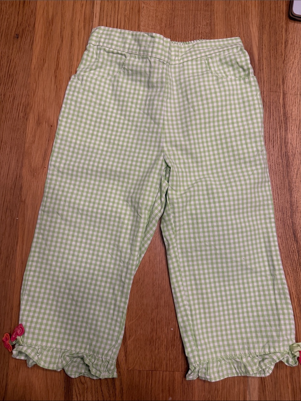 Gymboree 2T Green Gingham Ruffle Hem Girls Pants